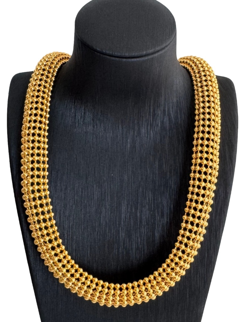 Napier Gold Tone Woven Mesh Necklace Statement Collar Jewelry Gift 20"L Vintage